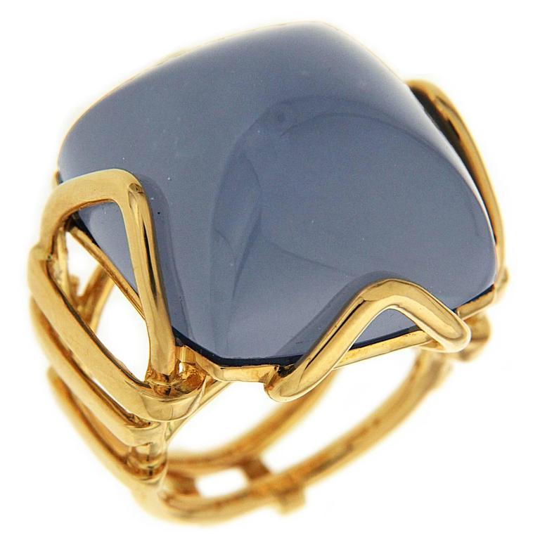Large Chalcedony Cabochon Ring For Sale at 1stdibs