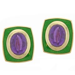 Leo De Vroomen Amethyst and Enamel Earrings 6