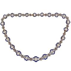 Regency Diamond Blue Enamel Cluster Necklace 12