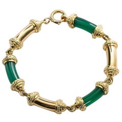 Vintage Tiffany & Co. Green Chalcedony Tube Bracelet