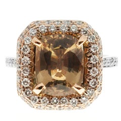 Brown Sapphire Diamond Gold Engagement Ring