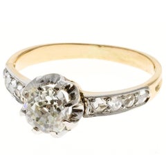 Victorian Cushion Cut Diamond Gold Platinum Engagement Ring 