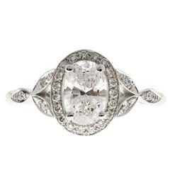 Peter Suchy Oval Diamond Halo Platinum Engagement Ring