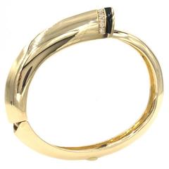 Cornelius Hollander Retro Onyx Diamond Gold Bangle Bracelet 