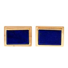 1940s Blue Lapis Gold Rectangular Cufflinks