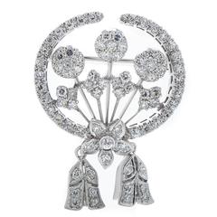 Diamond Pave Platinum Floral Pin