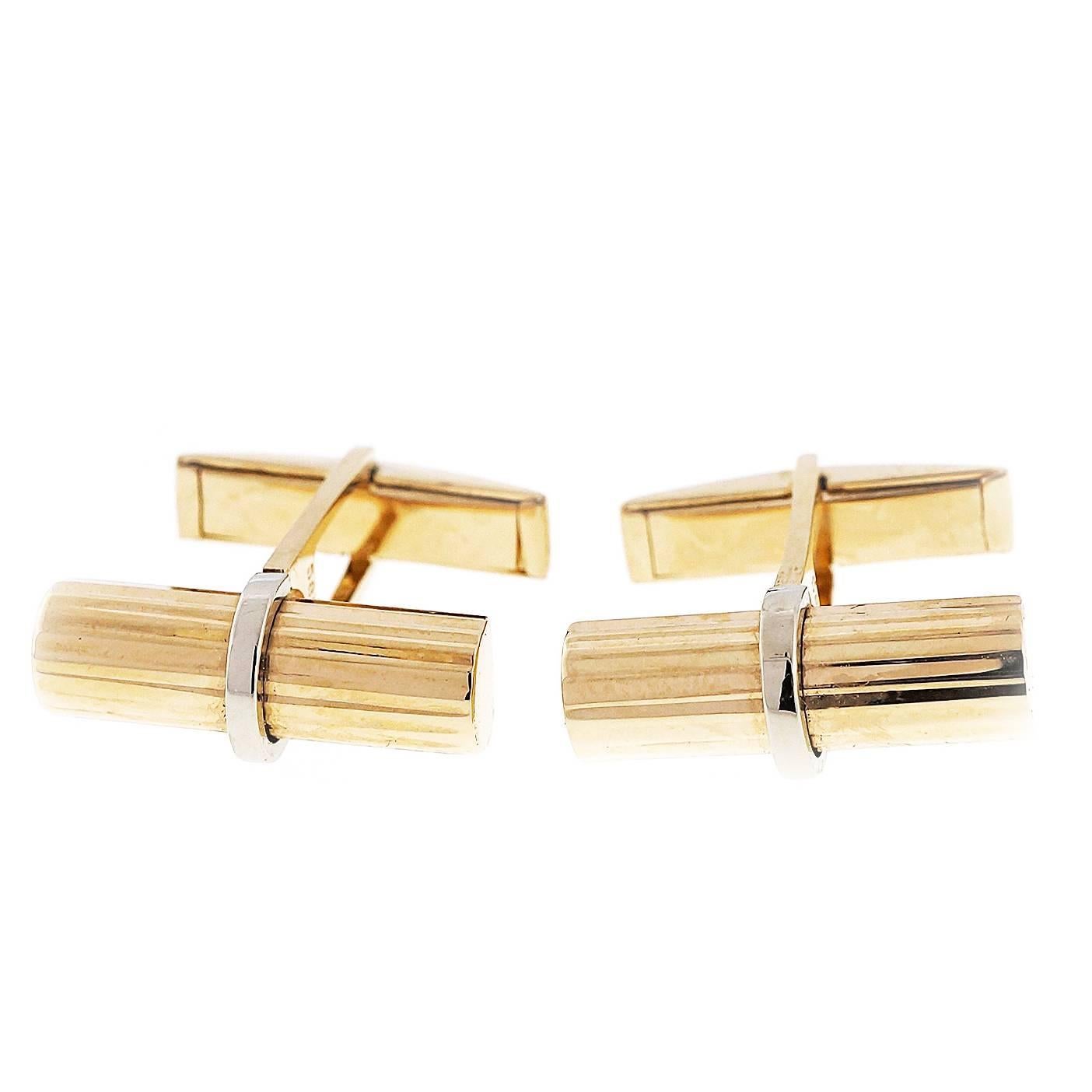 Larter & Sons Ribbed Bar Gold Cufflinks