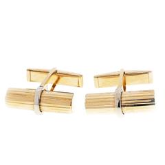 Larter & Sons Ribbed Bar Gold Cufflinks