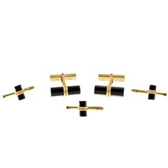 Larter & Sons For Tiffany & Co. Onyx Gold Stud Set Cufflinks 