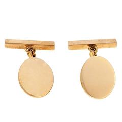 Tiffany & Co. Oval Chain Bar Gold Cufflinks