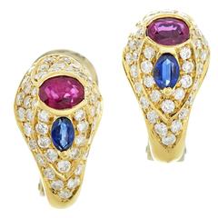 Cartier Precious Gemstone Gold Huggie Earrings