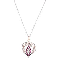 Heart-Shaped Edwardian Pearl Ruby Diamond Pendant 4