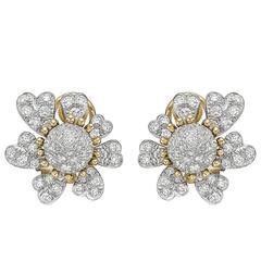 Tiffany & Co. ​Schlumberger Pavé Diamond Flower Earclips