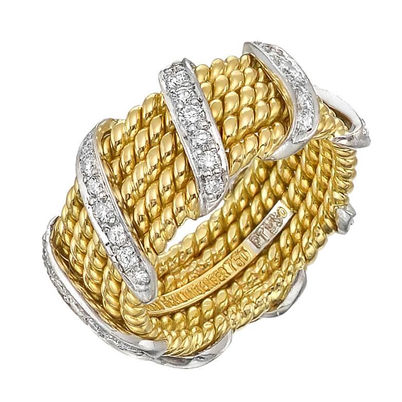 Tiffany & Co. Schlumberger Diamond Gold Wrap Band Ring