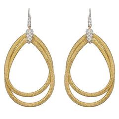 Marco Bicego Diamond Gold Pear-Shaped Drop Earrings