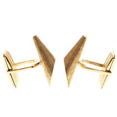 3-D Cone Shape Textured Gold Clip Cufflinks