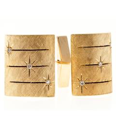 Diamond Florentine Finish Gold Domed Cufflinks