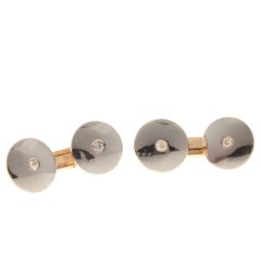 1900s Diamond Gold Platinum Double Sided Round Cufflinks