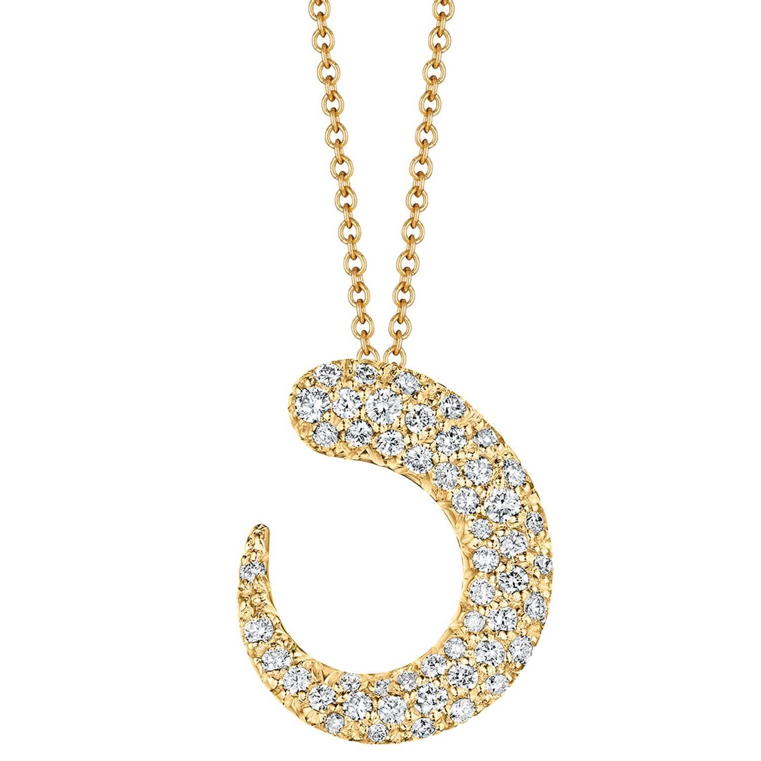 Faraone Mennella Diamond Gold Gocce Necklace  For Sale