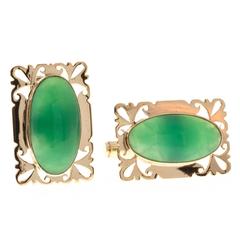 Chrysophase Gold Cufflinks