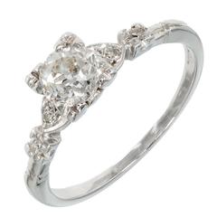 Art Deco .80 Carat Old European Cut Diamond Platinum Engagement Ring 9