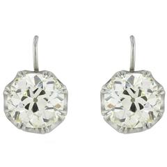 9.98 cts Old Mine Cut Diamond Drop Earrings