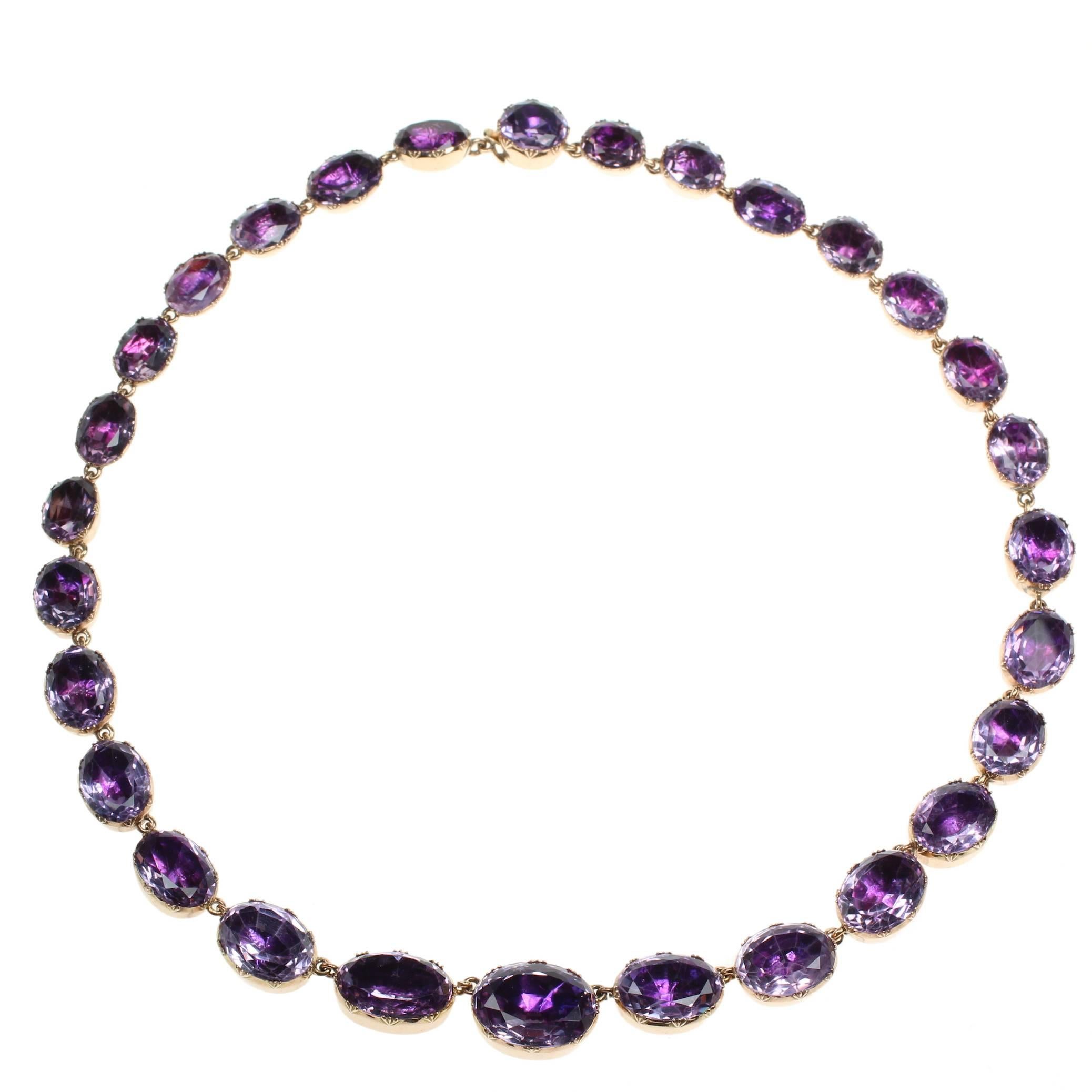 Georgian Amethyst Gold Riviere Necklace For Sale