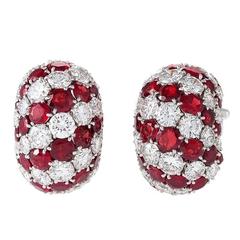 Van Cleef & Arpels Paris Mid-20th Century Diamond Ruby Platinum Earrings 8
