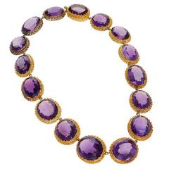 Antique Amethyst Gold Rivière Necklace