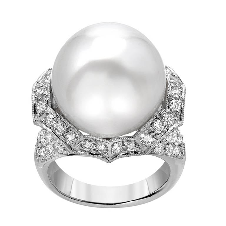 South Sea Pearl Diamond Gold Ring