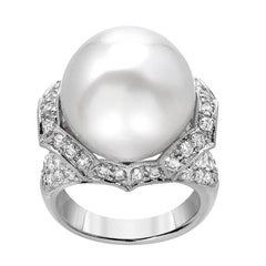 South Sea Pearl Diamond Gold Ring