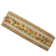 Antique Victorian Enamel and 18K Yellow Gold Bangle 3
