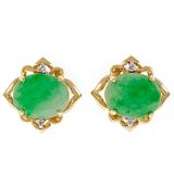 Boucles d'oreilles en or avec diamants et jade en jadéite certifiée GIA