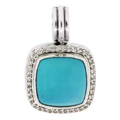 David Yurman Diamond Sterling Silver Turquoise Pendant