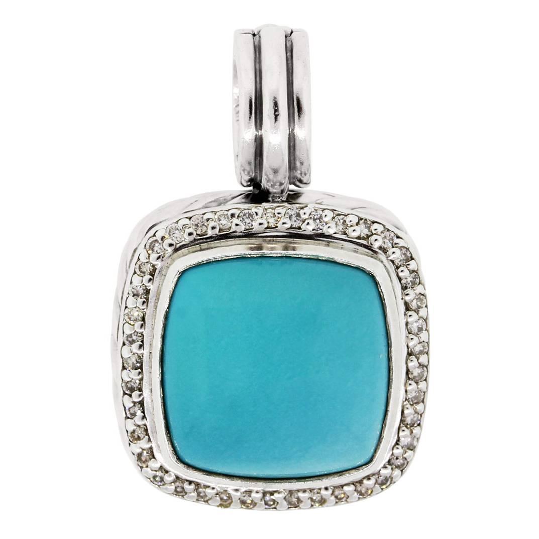 David Yurman Diamond Sterling Silver Turquoise Pendant at 1stdibs