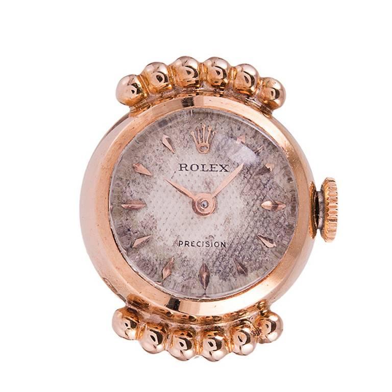 Rolex Rose Gold Ring Watch Ref 8309