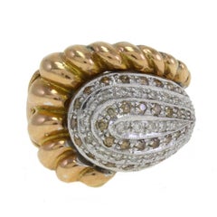 Cornucopia Fancy Brown and White Diamonds Gold Ring