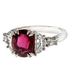 Peter Suchy Natural Oval Ruby Diamond Platinum Engagement Ring