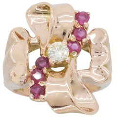 Rose Gold Diamond and Ruby Ring