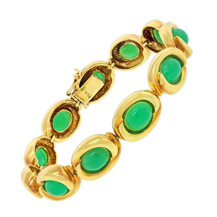 1980s Tiffany & Co. Chrysoprase Gold Bracelet