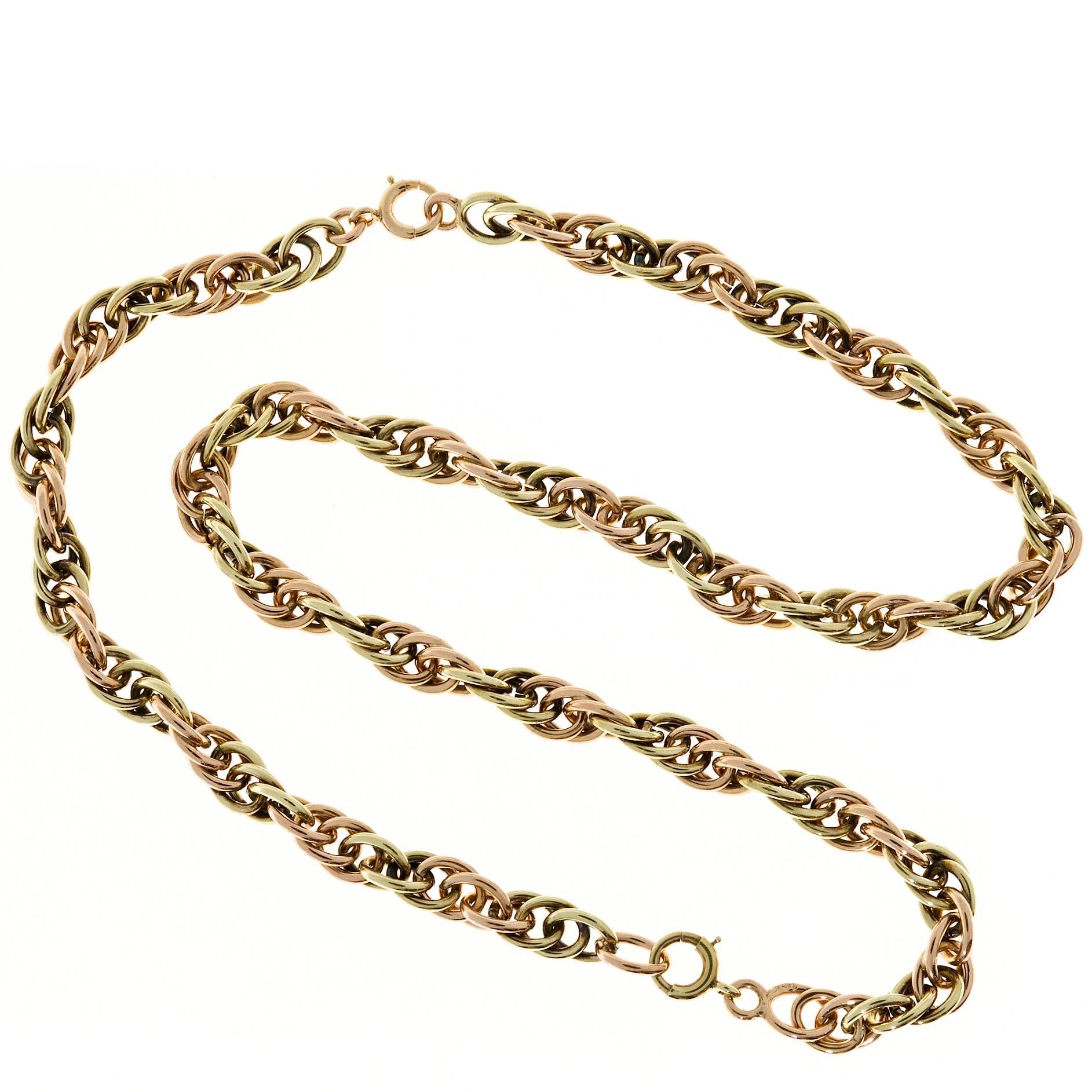 Retro  Rose Gold Wire Link Bracelet Necklace