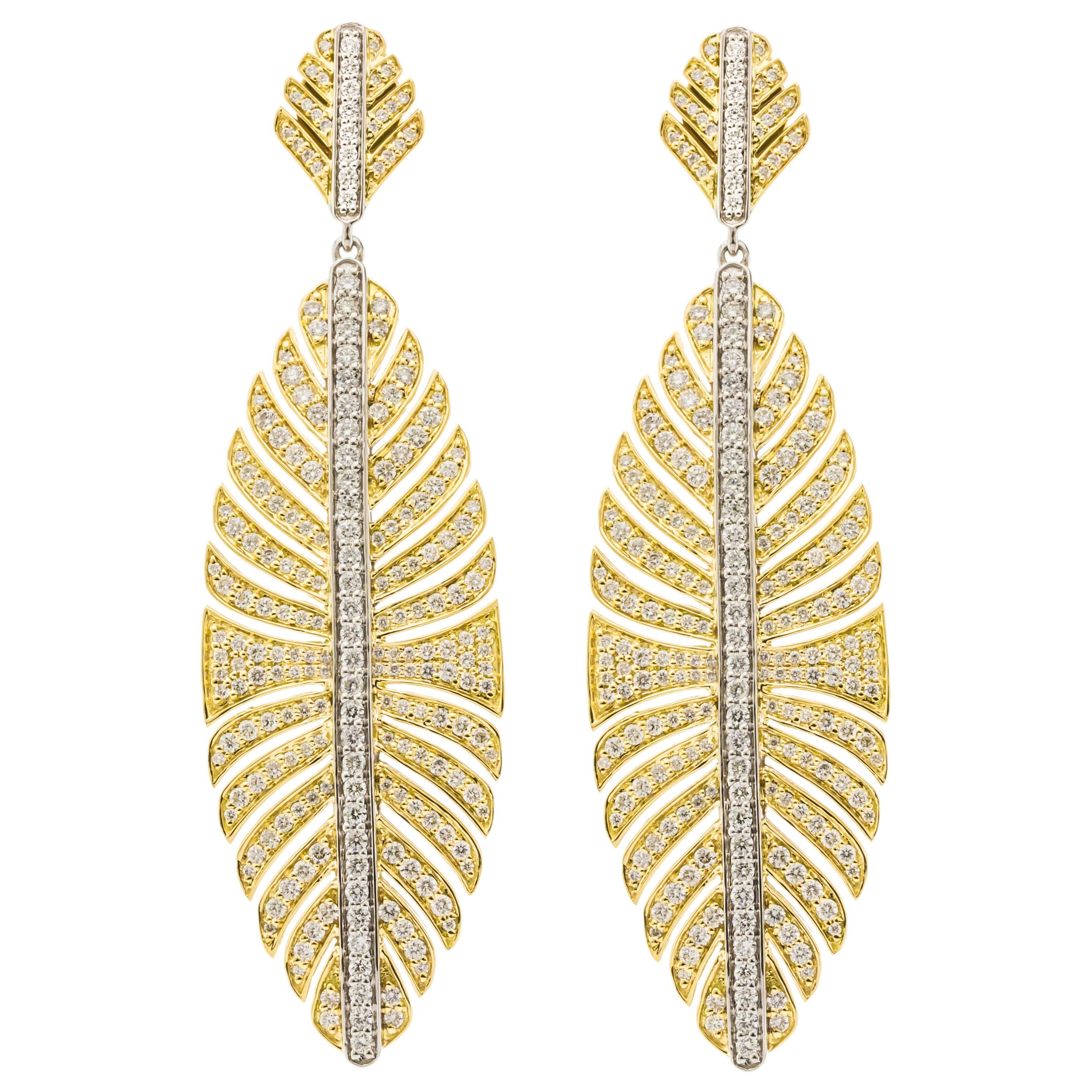 Sethi Couture 3.15 Carat Diamond Fan Earrings For Sale