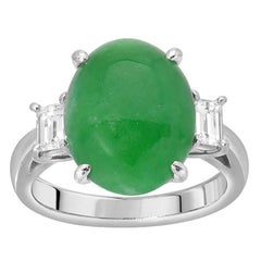 Jade Diamond Platinum Ring 