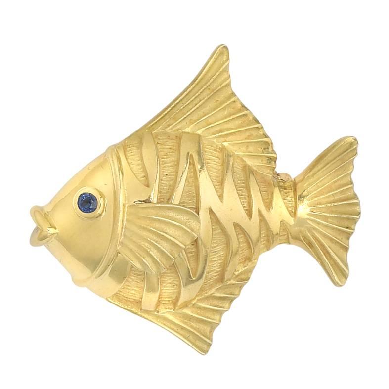 Yellow Gold Tropical Fish Pin