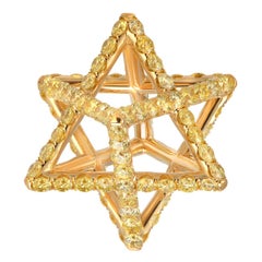 Merkaba, collier pendentif étoile en diamant jaune fantaisie