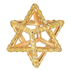 Merkaba Fancy Yellow Diamond Gold Pendant Necklace 9