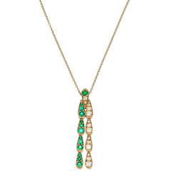 Sabine Getty Harlequin Necklace in 18 Karat Gold with Emerald and Diamond