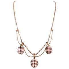 Victorian Triple Locket Ruby Pearl Necklace 3