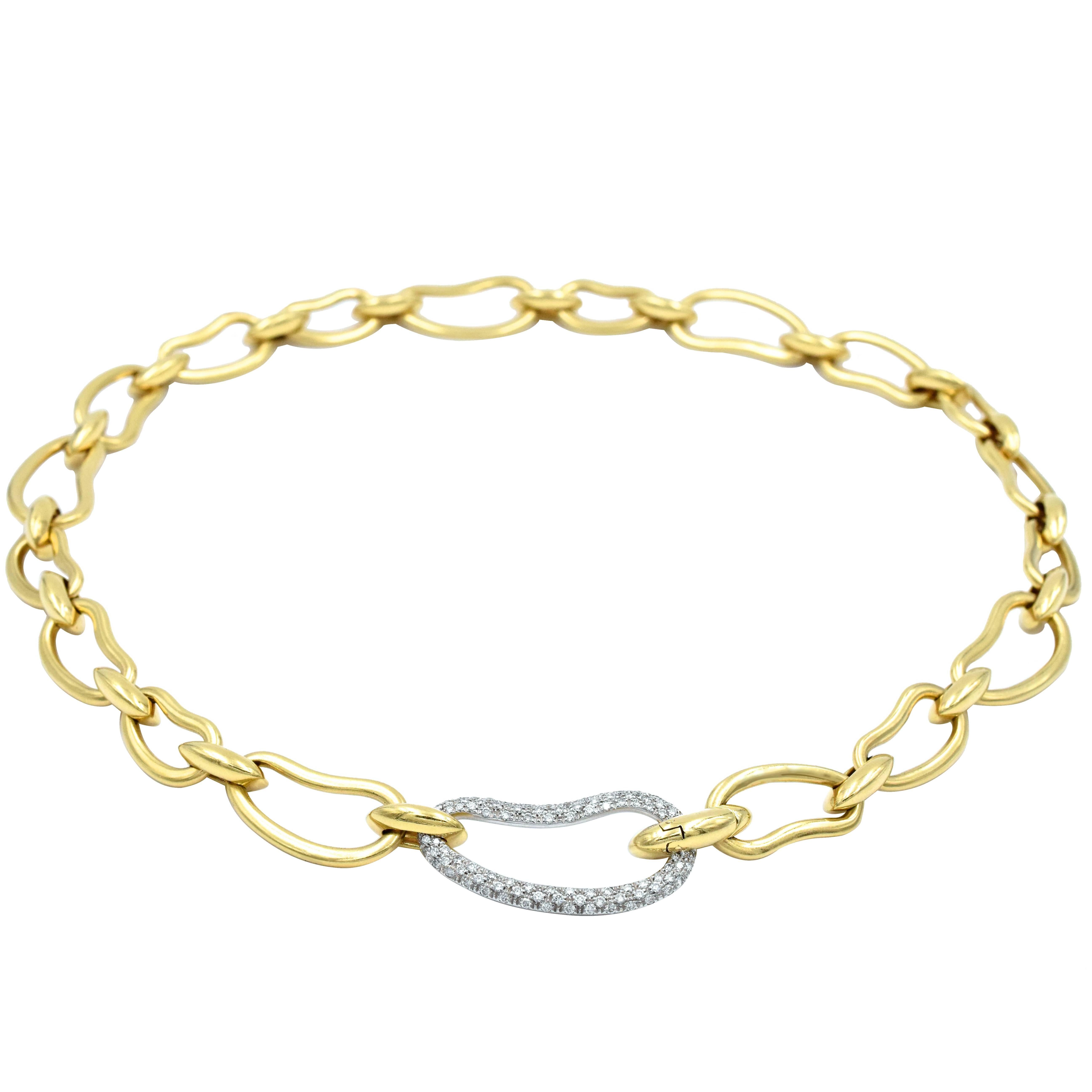 Pomellato Paisley Diamond Gold Long Necklace
