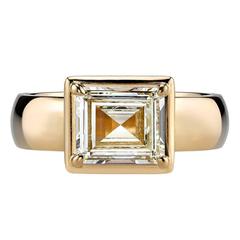 1.55 Carat Step Cut Bold Yellow Gold Engagement Ring